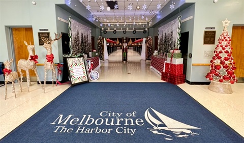 Melbourne Auditorium entrance decorated for holiday market