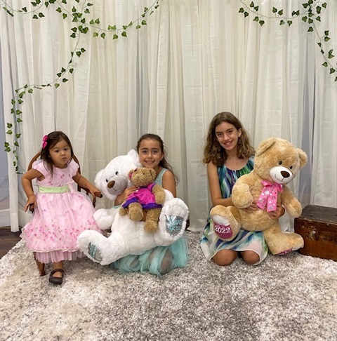 Three girls at the Teddy Bear Tea Party