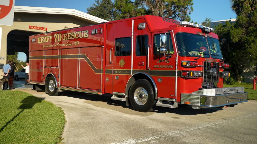 Melbourne Fire Department Heavy Rescue in front of Station 76