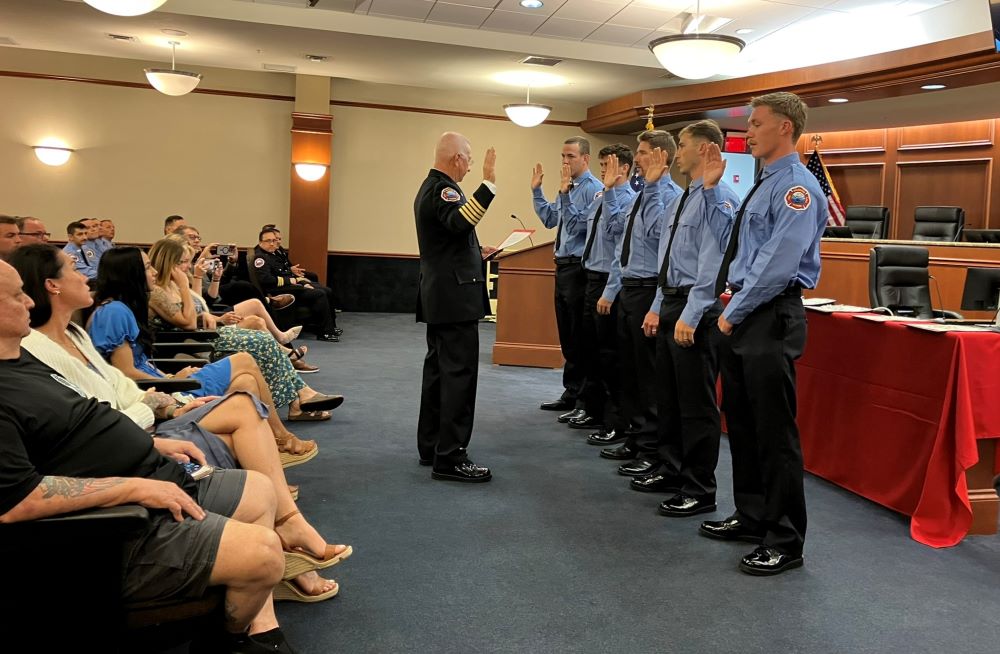 New firefighters being sworn in