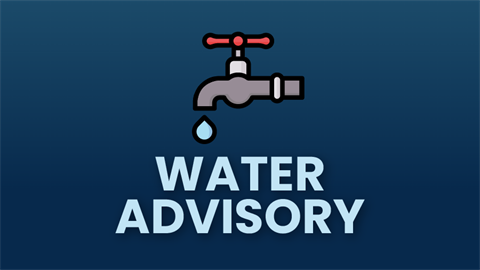 Faucet with text that says Water Advisory