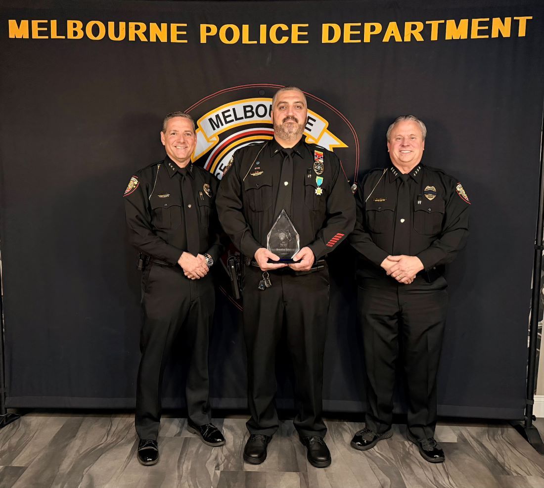 Supervisor of the Year Brendon Eder with Deputy Chief Waltemeyer and Chief Gillespie