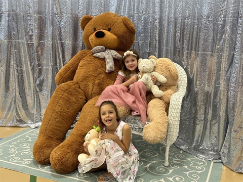Three girls at the Teddy Bear Tea Party